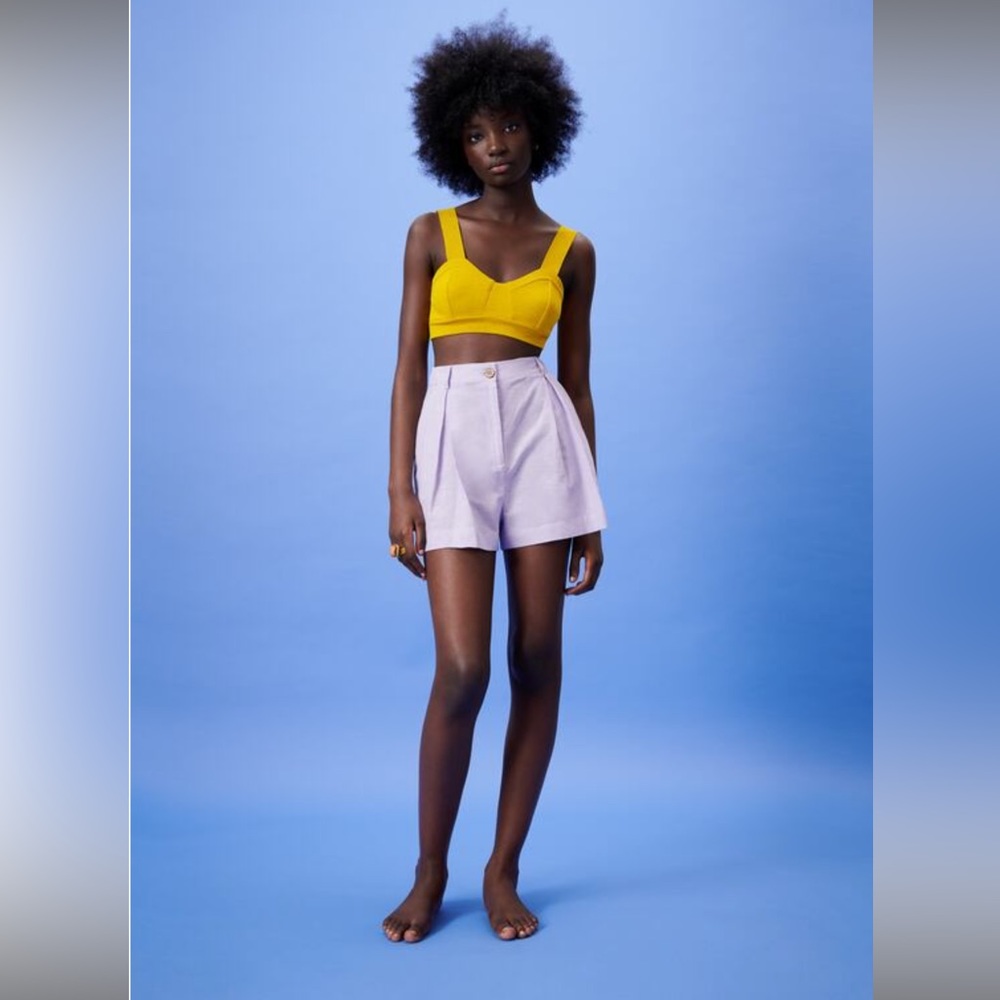 Zara Light Purple Linen Shorts